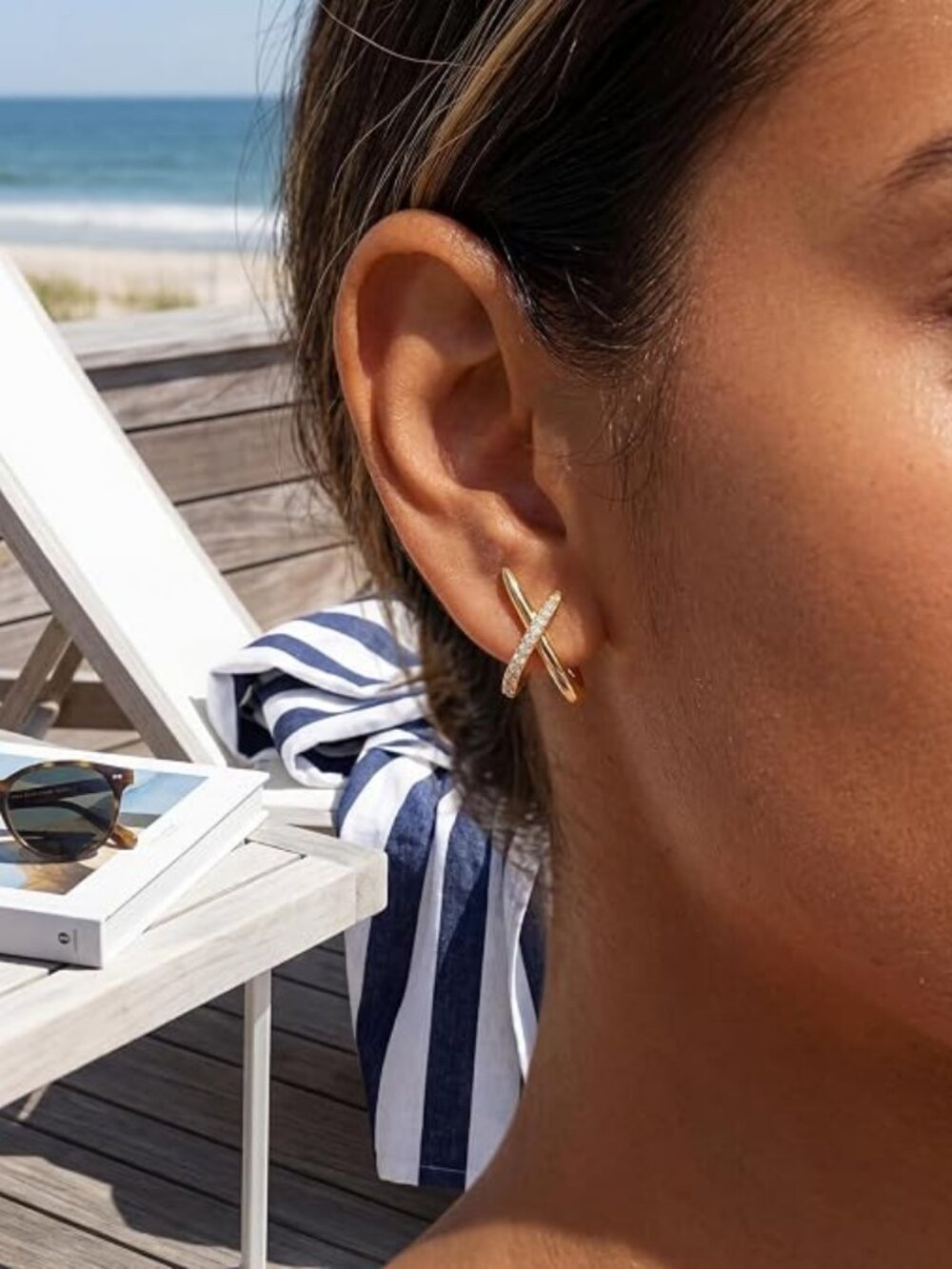 14K Gold Stud Earrings for Women – Dainty CZ Minimalist Earrings